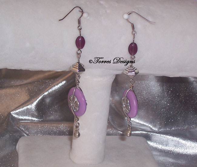 Lilac Disc Dangle Earrings
