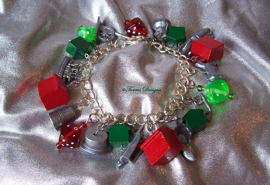 Monopoly Game Pieces Charm Bracelet
