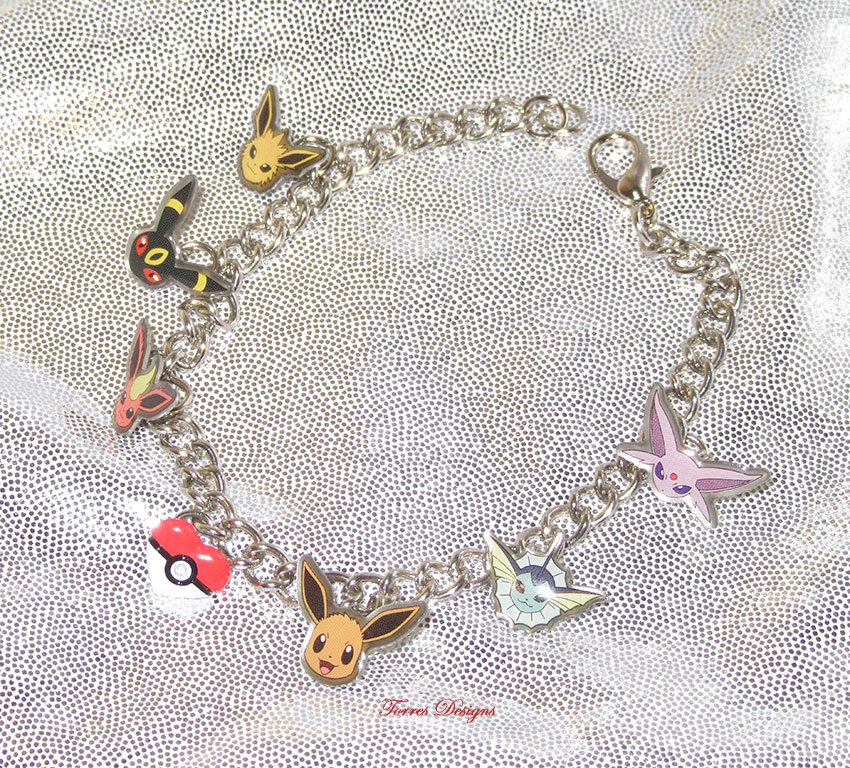 Custom made Pokemon Eevee Evolution Eeveelution Charm Bracelet