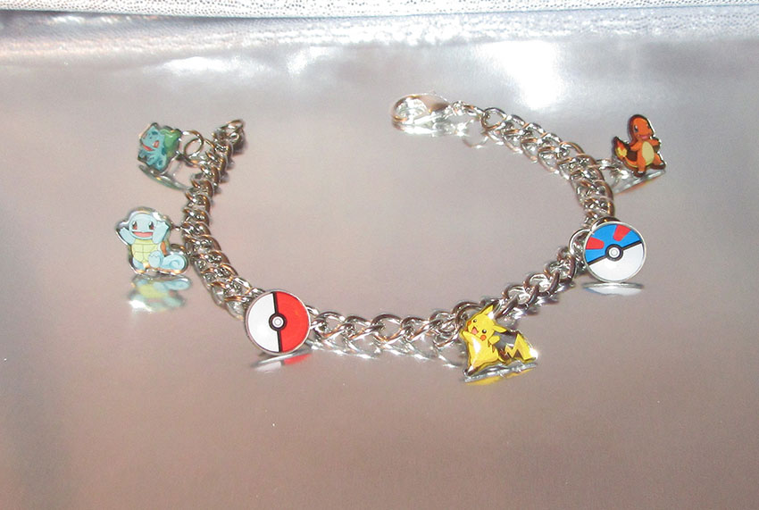 Pokemon 1st Generation Pikachu Charmander Squirtle Bulbusaur Pokeball Custom Charm Bracelet 