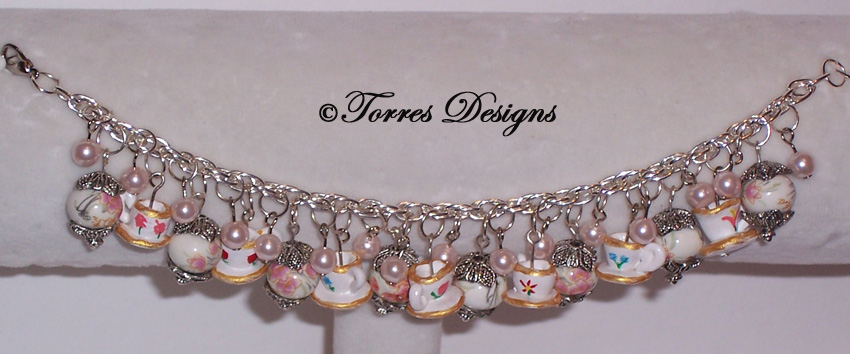Tea Cups Charm Bracelet