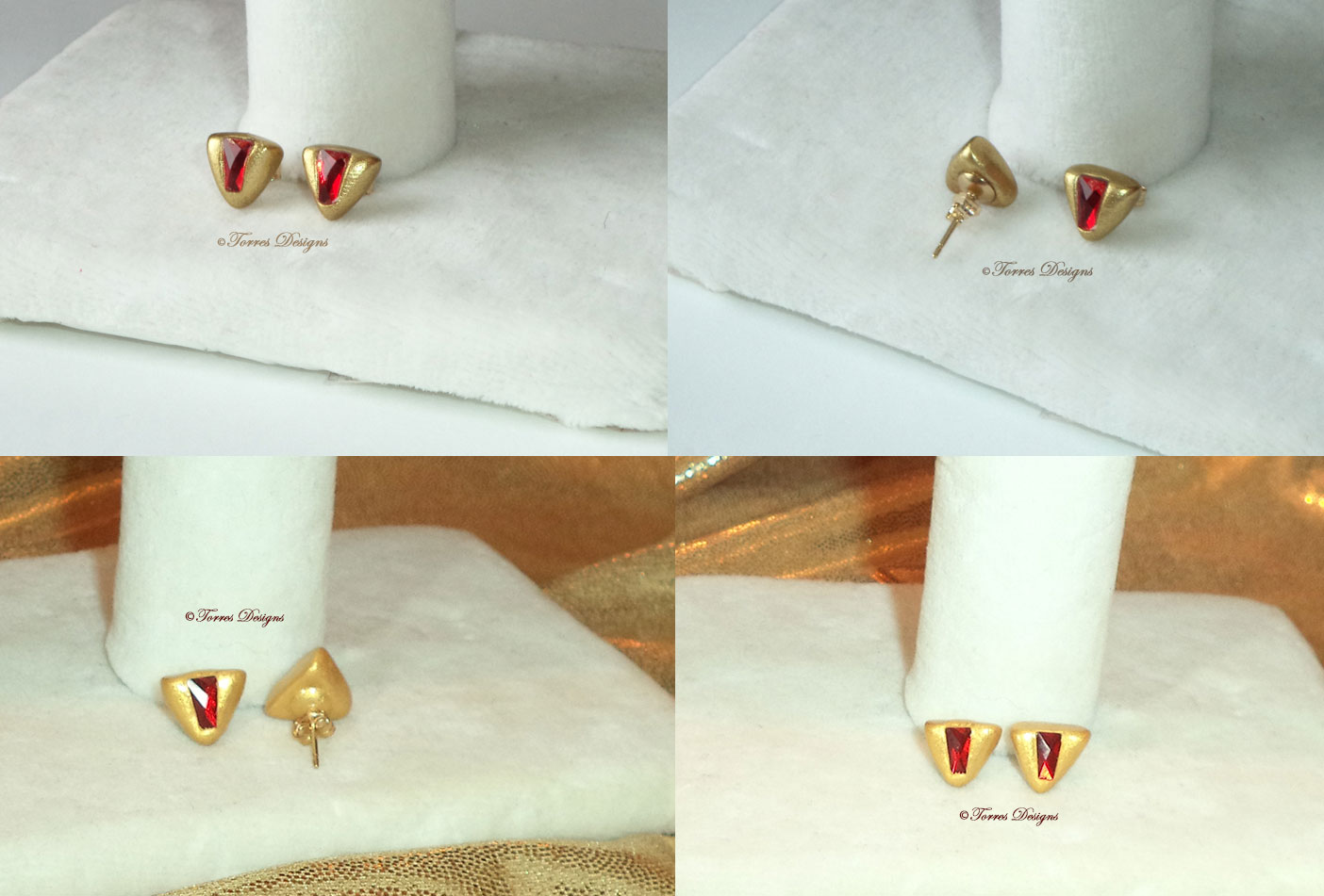 Goron Ruby Earrings – Swarovski Crystal Elements and 14K Gold Post and Backings Legend of Zelda – Ocarina of Time
