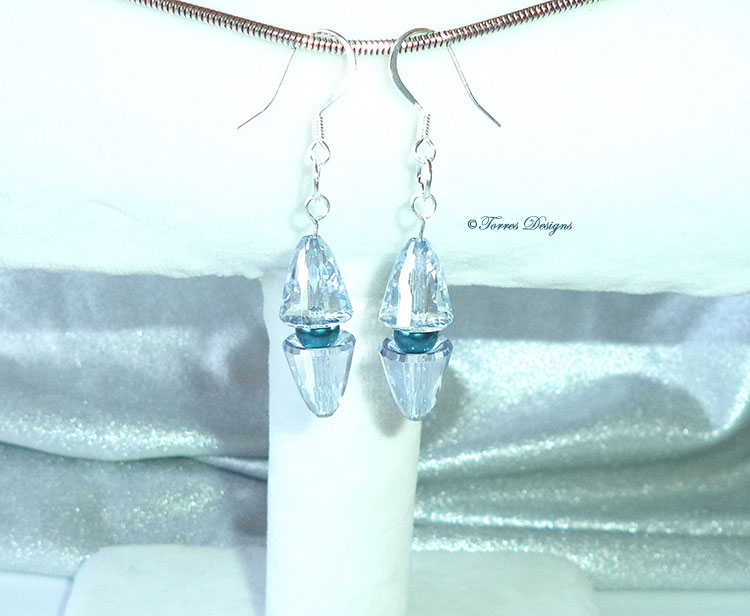Nayru’s Love Earrings Swarovski Crystal and Sterling Silver Legend of Zelda – Ocarina of Time (Protection Stone)