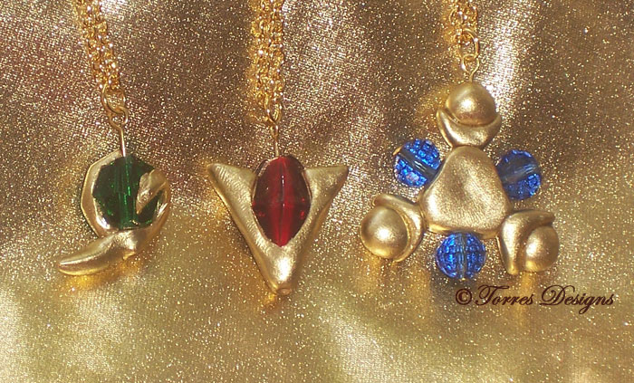 Spiritual Stones Pendants Necklaces: Kokiri’s Emerald, Goron’s Ruby, and Zora Sapphire: Legend of Zelda – Ocarina of Time
